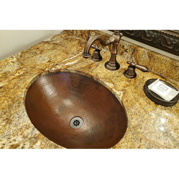 Premier Copper Products 19" Oval Under Counter Hammered Copper Bathroom